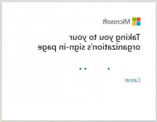 Microsoft Account transition to organization's sign-in page screen